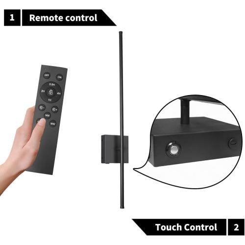 Battery Operated Wall Sconce Set of 2, Black USB Rechargeable Sconces Wall Deco Set of Two, Dimmable Cordless Wall Sconce with Remote Control, LED Wireless Wall Lighting,31.6 in