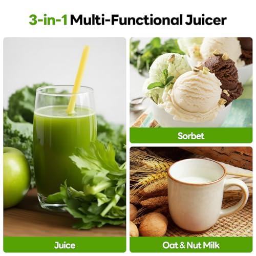 ECOSELF 3-in-1 Cold Press Juicer Machines, 6.0 Feed Chute, 100oz Capacity