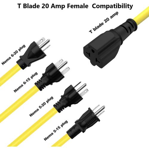 10-Ft Nema 5-20P Extension Cord 12AWG 125V 20 Amp Nema 5-20 Extension Cable