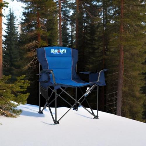Overmont Oversized Folding Camping Chair - 450lbs Support with Padded Cushion Cooler Pockets - Heavy Duty Collapsible Chairs for Sports Garden Beach Fishing