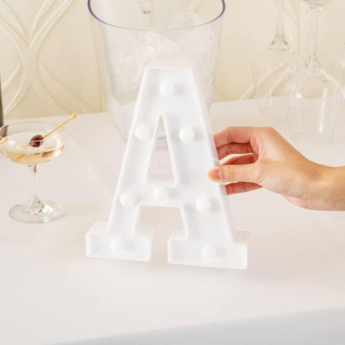 Restaurantware Illumify 6.9 x 1.2 x 8.7 Inch Light Up Letter 1 Durable Marquee LED Light - Letter A Touchproof White Plastic Party Light Keyhole Slot For Parties Weddings Or Special Events