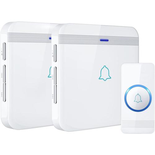 AVANTEK Wireless Doorbell, D-3W Waterproof Door Chime Kit Operating at over 1300 Feet with 2 Plug-In Receivers, 52 Melodies, CD Quality Sound and LED Flash