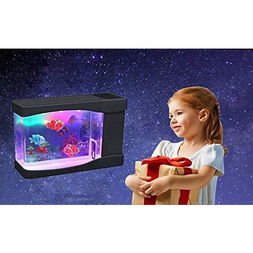 Lightahead® Artificial Mini Aquarium A Sensory Multi Colored LED Swimming Fish Tank with Bubbles