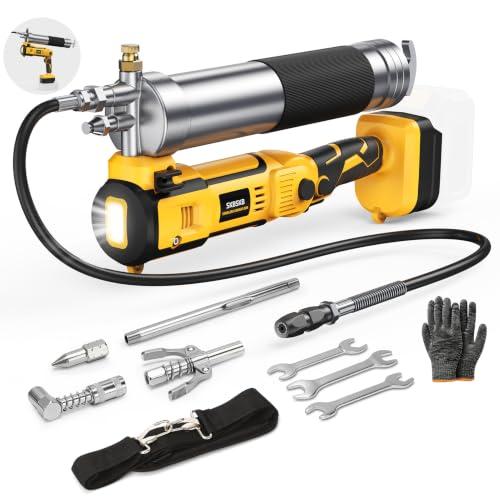 2-IN-1 Cordless Grease Gun for De-Walt 20V Battery, 12000PSI Electric Grease Gun Kit with Lock-On Trigger, LED Light, 39.4 Hose Work with Bulk &Cartridge Grease for Truck, Farm Equipment (No Battery)