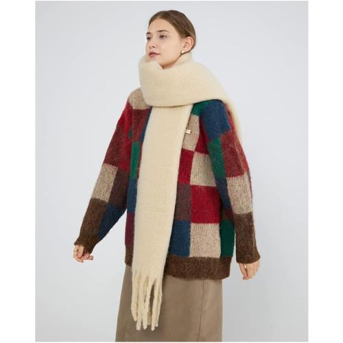 OUNIYA Large Chunky Scarf Oversized Fluffy Scarves Blanket Big Wool Thick Winter Warm