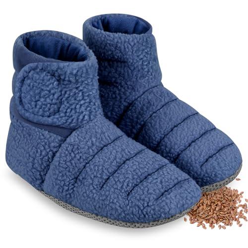 REVIX Microwavable Booties for Cold Feet, Heated Slippers, Navy S