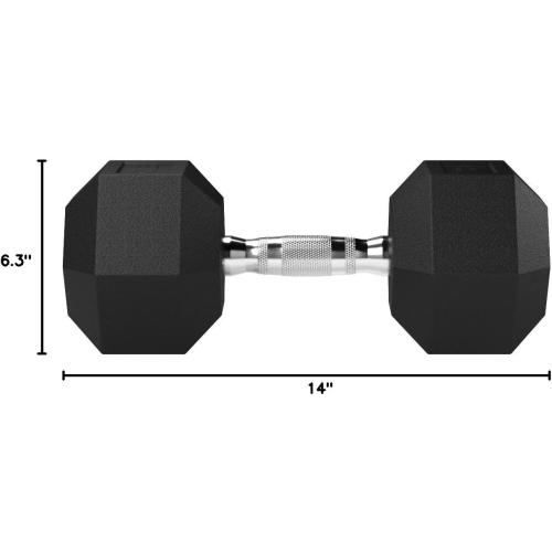 Size 40lbs Rubber Hex Dumbbell Hand Weight