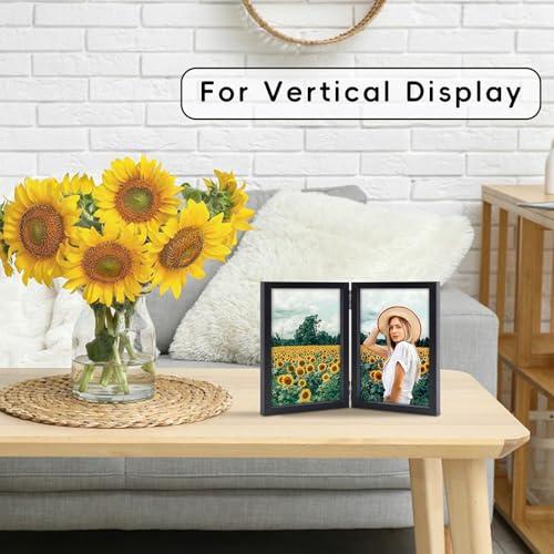 8x10 Picture Frames Double Black Photo Frame Folding Vertical Stand Display Side by Side