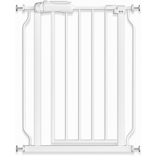 TSAYAWA Narrow Baby gate Baby Safety Gate 24.02-29Inch Auto Close Child Gates, Pressure Mounted Gate for Stairs & Doorways, Indoor/Outdoor Heavy-Duty Pet Gate for Toddlers, Dogs, White