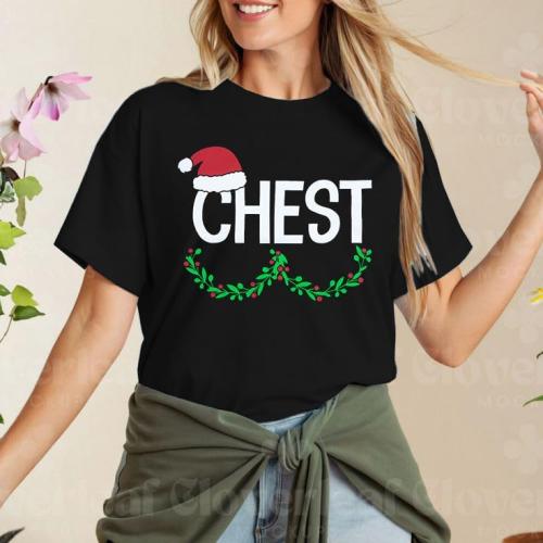 Size XL ...1 pcs..Chest and Nuts Christmas Shirts Xmas Couples Matching Outfits His and Her Holiday Short Sleeve Matching Sets