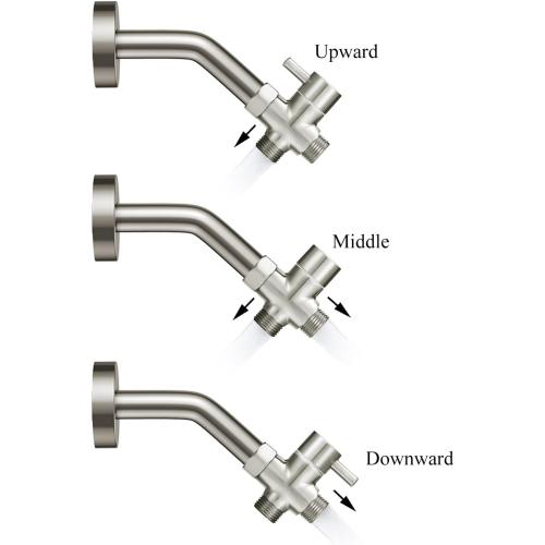 Sneatup Solid Brass 3-way G1/2 Shower Diverter (Brushed Nickel)