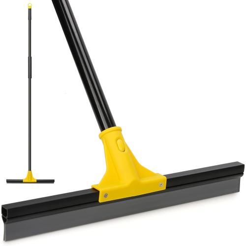 Squeegee Broom for Floor, Heavy Duty Rubber Wiper with Long Handle for Bathroom Tile, Garage Concrete, Deck, Shower Glass, Window Cleaning