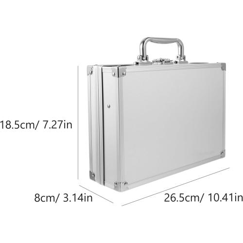 minkissy Aluminum Briefcase Tool Storage Box Lightweight Portable Multi-functional Aluminum Alloy Toolbox with Lock for Travel Work and Cosmetic Organization
