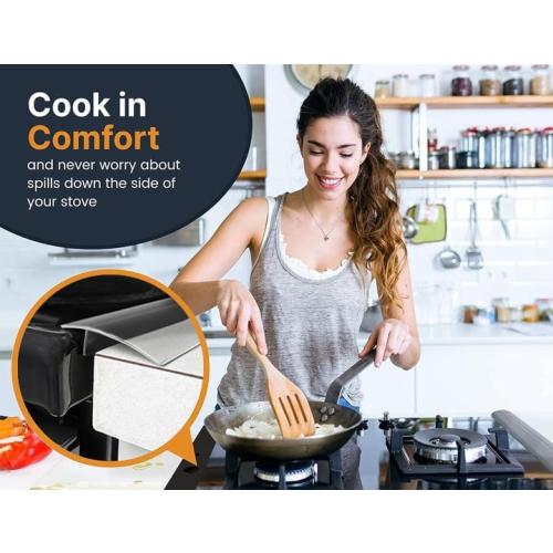 Linda's Essentials Silicone Stove Gap Covers (2 Pack), Heat Resistant Oven Gap Filler Seals Gaps Between Stovetop and Counter, Easy to Clean Stove Gap Guard (21 Inches, Clear)