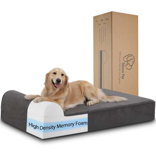 Orthopedic Dog Beds for Large Dogs, 7 Memory Foam Dog Beds with Waterproof Liner, Chew Proof Microsuede Cover, Removable and Washable, Nonskid Bottom L Grey