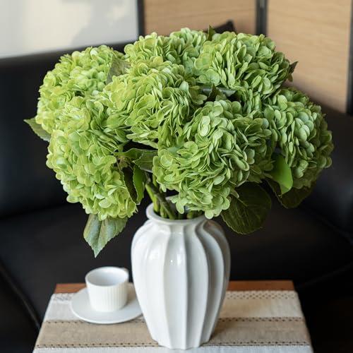 DUYONE 3Pcs Real Touch Hydrangea Artificial Flowers,Green 3Pcs