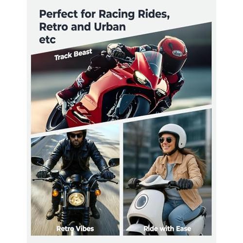 KEMIMOTO Motorcycle Gloves, Leather Motorcycle Riding Gloves for Men and Women, Touchscreen Motorbike Gloves for Motorcross Racing BMX MTB Cycling with Hard Knuckle