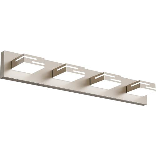 LED Modern Bathroom Vanity Light Fixtures, Dimmable Brushed Nickel Vanity Lights for Bathroom Lighting Fixtures Over Mirror, with 360° Rotatable Acrylic Heads 4-Light 28-inch (Cool White 6000K)