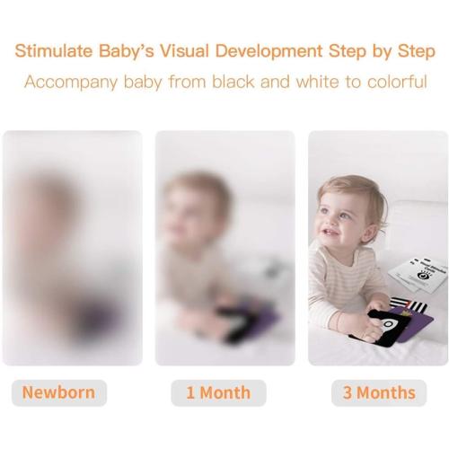 beiens High Contrast Baby Flashcard, 80 Pcs 160 Page Black White Colorful Visual Stimulation Learning Activity Card for Babies Ages 0-3-6-12-36 Months, 5.5'' x 5.5'' Newborn Infants Toys Gift