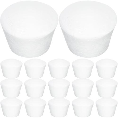 GANAZONO 20pcs Foam Cupcake Paintable Faux Cake Model Foam Dummy Cake Model for Birthday Wedding Christmas Party Decoratin White 6.5cm