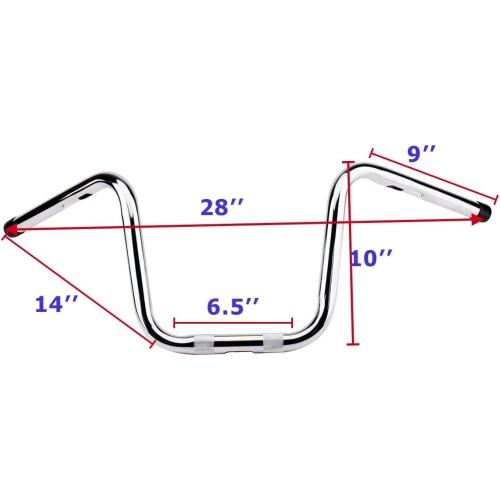 10 Inches Rise 1'' HandleBar Fits for Harley Sportster 883 1200 48 Dyna Fatboy Street Bob Softail Low Rider Chrome