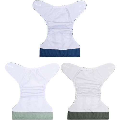 3 PCS babygoal AWJ Cloth Diapers, 3 Diaper Cover with 3 Inserts and Wet Dry Bag, Adjustable Washable Reusable for Baby Girls and Boys