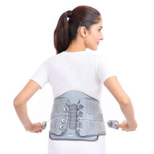 TYNOR Spl 40-52 Lumbar Decompression Back Brace, Lumbosacral Belt with Semi Rigid Back Panel and Dual Pulley Lace pull System for Sciatica, Spinal Stenosis, Herniated Disc, Back pain (Universal-Grey)