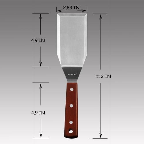 Professional Metal Spatula for Cast Iron Skillets and Flat Top Grills, Full Tang Wooden Handle,1.8mm Thick Stainless Steel Blade, Smash Burger Spatula Turner for Flipper, Cooking, BBQ, 4.7 x 2.7 Inch