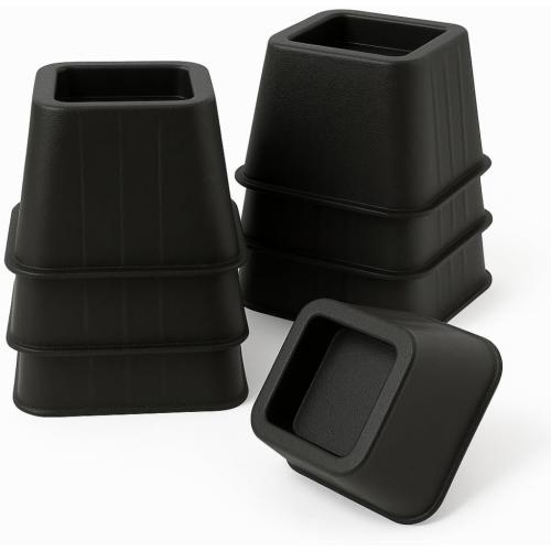 SKYREN Bed Risers, 6 Inch Heavy-Duty Plastic, Black, 4 Pack, for Beds, Couches and Tables