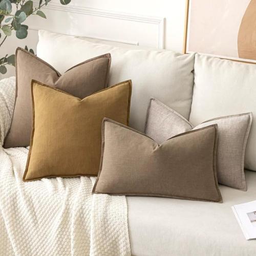 MIULEE Decorative Linen Pillow Covers 20x20 Inch Natural Linen Boho Farmhouse Neutral Couch Throw Pillows for Bed Pack of 2 Accent Modern Pillowcase Sofa Livingroom Home Decor
