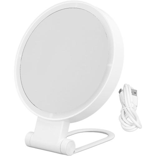 Fockety 5X Magnifying Mirror with Light, 1X Normal Mirror USB Rechargeable LED Makeup Vanity Mirror 3 Light Modes and Folding Handle Adjustable Brightness for Travel, Dorm, Bathroom