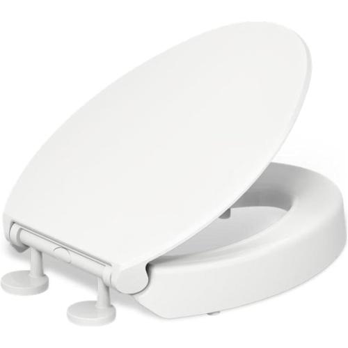 KOHLER Hyten 3 Height Solft Close Elongated Toilet Seat, White | 25875-0, Elevated Contoured Seat, Grip-Tight Bumpers, Quick-Attach Hardware