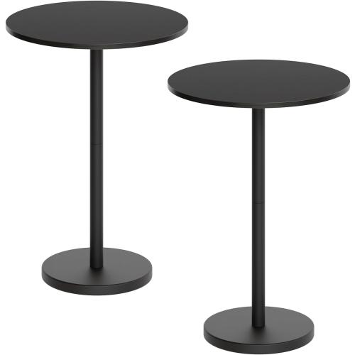 YATINEY Bar Table, Round Bar Table Set of 2, Counter Height Table, Pub Cocktail Table, Metal Frame, for Bistro, Dining Room, Living Room, Terrace, Black BT05L2BB