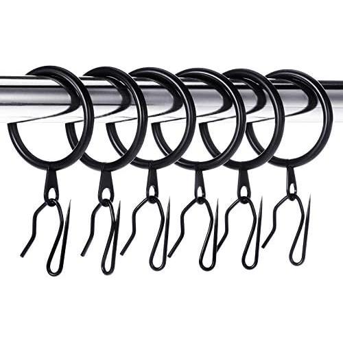 Metal Curtain Rings with Hooks, 1.26 Inches Interior Diameter