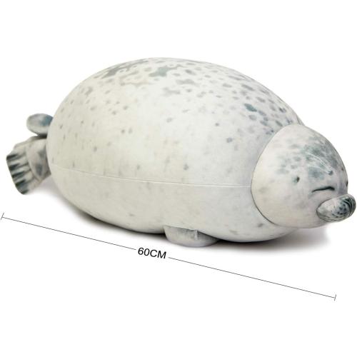 EHOTONG Cute Blob Seal Pillow, Chubby Seal Plush Hug Pillow Soft Stuffed Animal Toy (White, 24)