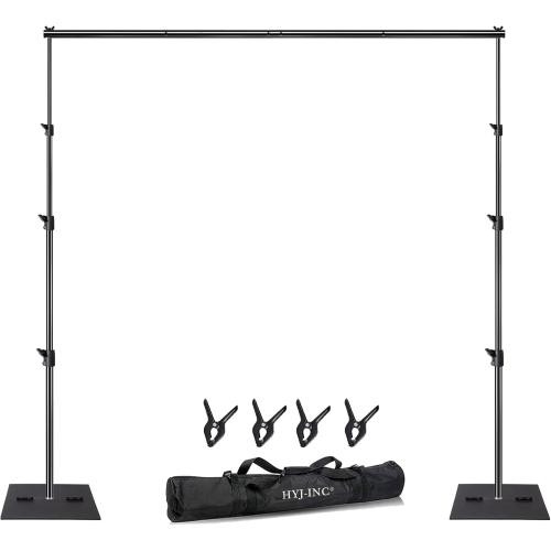 Heavy Duty Backdrop Stand Pipe and Drape Photography Backdrop Stand Kit Adjustable Photo Background Stand 10ft x 10ft with Metal Base, 4 Clamps,Carrying Bag for Photography Video Studio