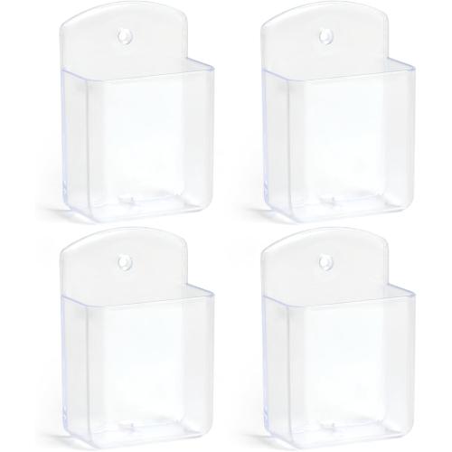 4 Pcs Remote Control Holder Wall Mount, TV Controller Holder, Self Adhesive Remote Holder, Wall Pen Holder Storage Accessories for Home Office School（Clear）
