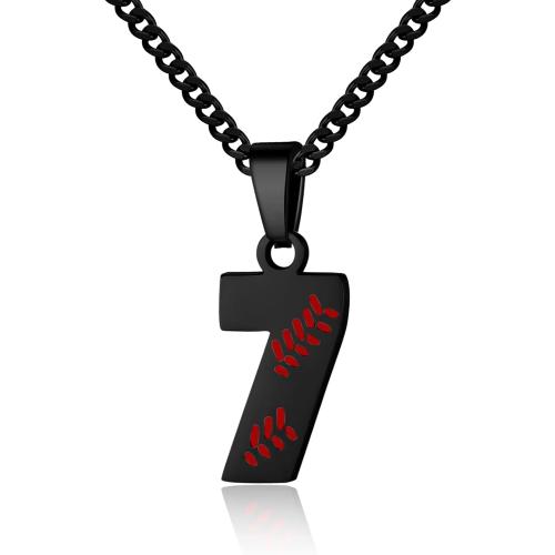 Hatti Doris Baseball Number Necklace for Men 00-99 - Jersey Number Necklace with Stainless Steel Gold Plated Chain & Baseball Charm Pendant