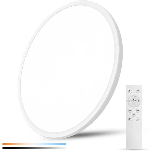 20 Inch Large LED Flush Mount Ceiling Light with Remote, 40W,4350LM, 3000K-6000K Selectable, White Round Flat Panel Low Profile Ceiling Light Fitures for Hallway, Kitchen, Bedroom, Laundry Room