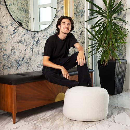 White Gouchee Home Dotcom Woolly Bean Bag Pouf