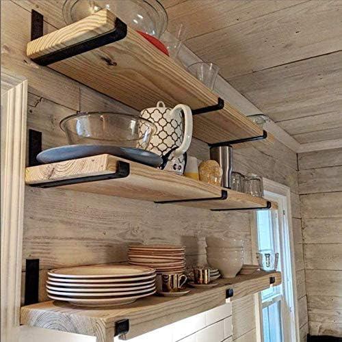 Shelf Bracket, Heavy Duty Floating Shelf Brackets 12-Inch Long, 4-Pack Brackets for Shelves, Black Coated J Shape Metal Wall Shelf Support Brackets with 1/5-Inch Thick and 160 lb. Load Capacity