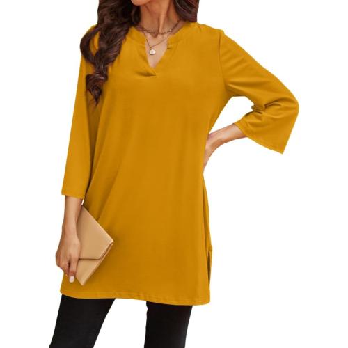 Size M...Poetsky Womens Tunic Tops 3/4 Bell Sleeve Loose Fit Tunics Dressy Casual Side Split Flare Top for Leggings