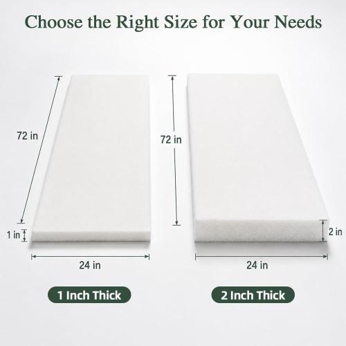 Upholstery Foam Cushion, 30ILD 1’’ H x24’’ W x72’’ L Foam Pad