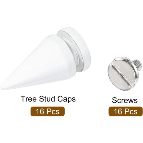 uxcell 16Pcs Cone Spike Stud Rivet, 10x20mm Screw Back Tree Studs and Spikes for Leather Craft, Clothing, Shoes, Belts, Bags (White)