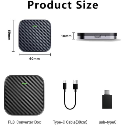 Wireless CarPlay Adapter for iPhone iOS10  / Android11 , 2-in-1 Apple Carplay & Android Auto Adapter with Extension Cable USB-A & USB-C, Stable Control No Delay Compatible 1000  Car Models (2016 )