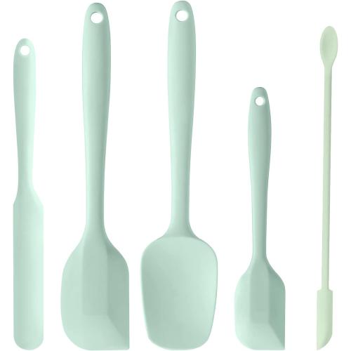 5 Piece Mint Green Silicone Spatula Set, Heat Resistant Rubber Spatulas Set, Silicone Kitchen Utensils Set Dishwasher Safe for Nonstick Cookware