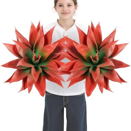 Velener Fall Fake Agave Artificial Plant, Red Fake Succulents Plant for Room Decor, Unpotted Faux Agave Stems Plant for Fall Outdoor/Indoor Decor, 22 inches, Set of 2