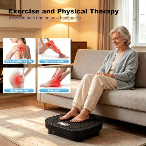 Vibration Plate Fitness Exercise Machine Vibrating Shaking Full Body Shaker Workout Vibrate Stand Shake Board Sport for Weight Loss Fat Burner with Resistance Bands for Gym Home Office Women Men