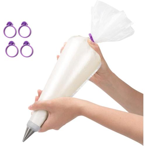 ilauke 100 Pack Cake Decorating Supplies 18 inch Piping Bags Disposable Thickened Large Pastry Bags with 4 Icing Bag Ties, Extra Thick Anti-Burst Piping Bags for Cookie