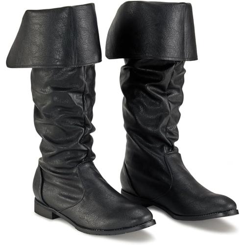 DUNHAO COS Medieval Male and Female Renaissance Pull On Mid Calf Gothic Boots Flat Jazz Boots Renaissance Boot